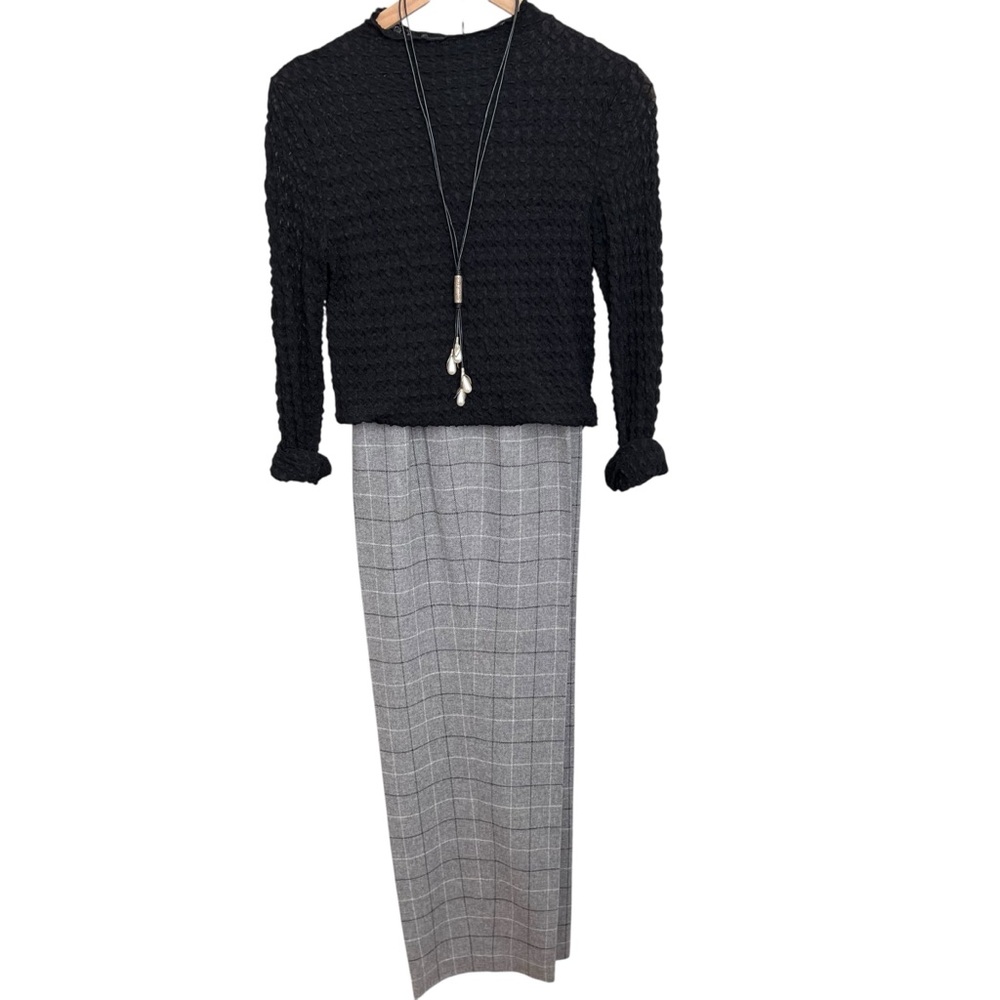 Talbots Gray Plaid Wool Side Zip Trousers Size 8